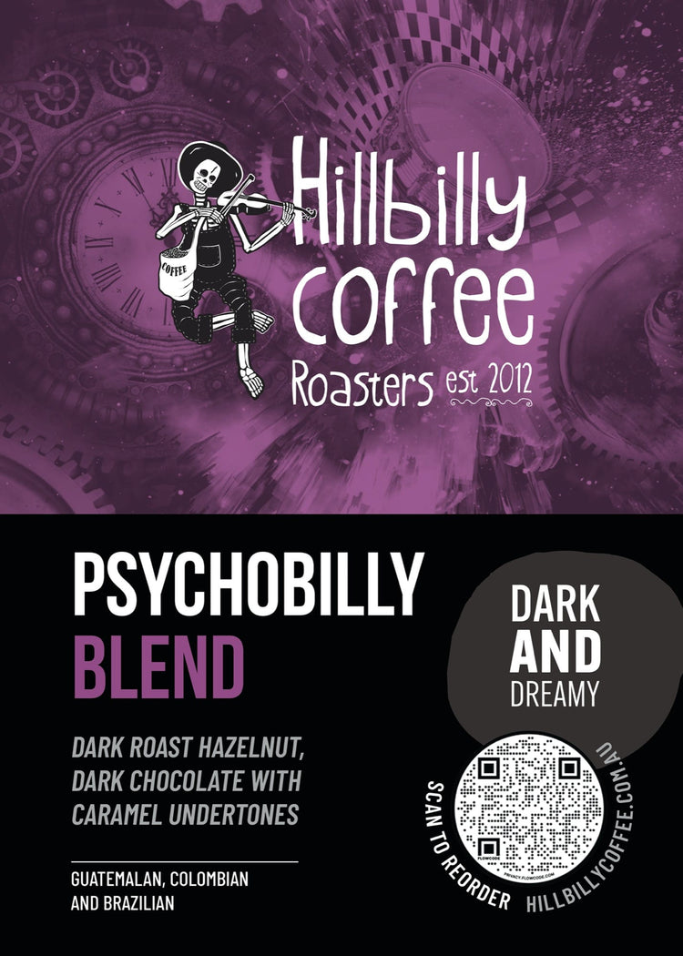 Psychobilly Blend espresso coffee beans by Hillbilly Coffee Roasters
